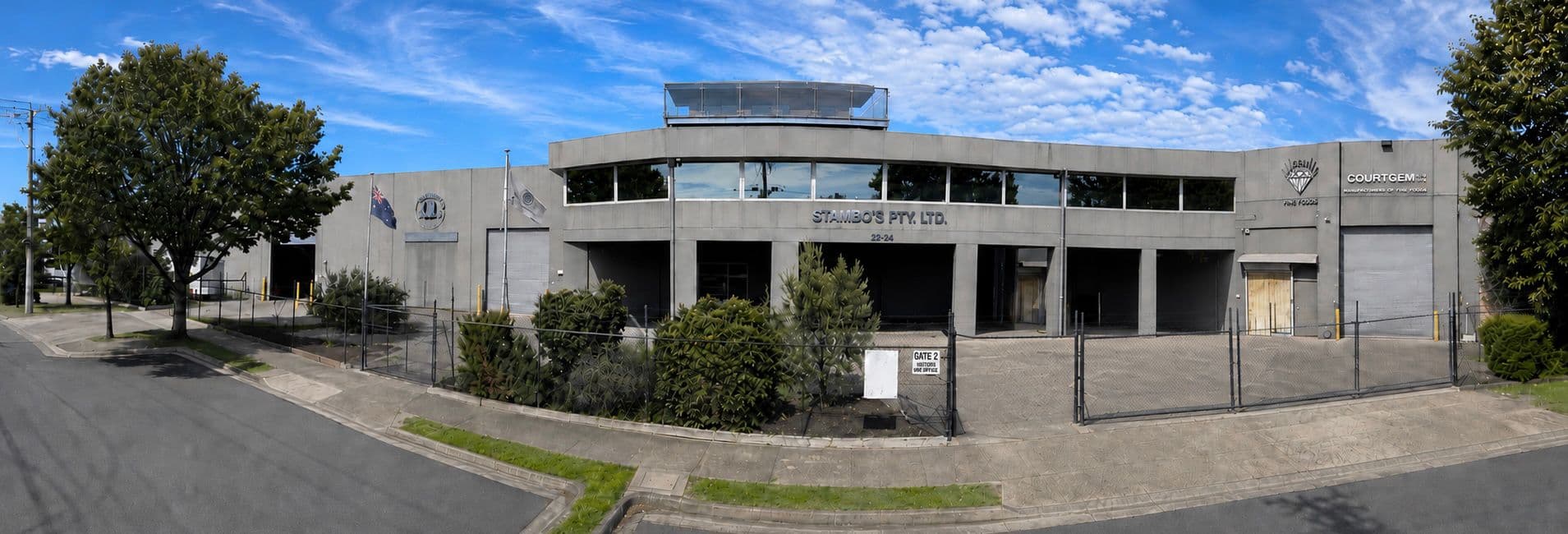 Stambo's Pty Ltd modern headquarters building - panoramic view